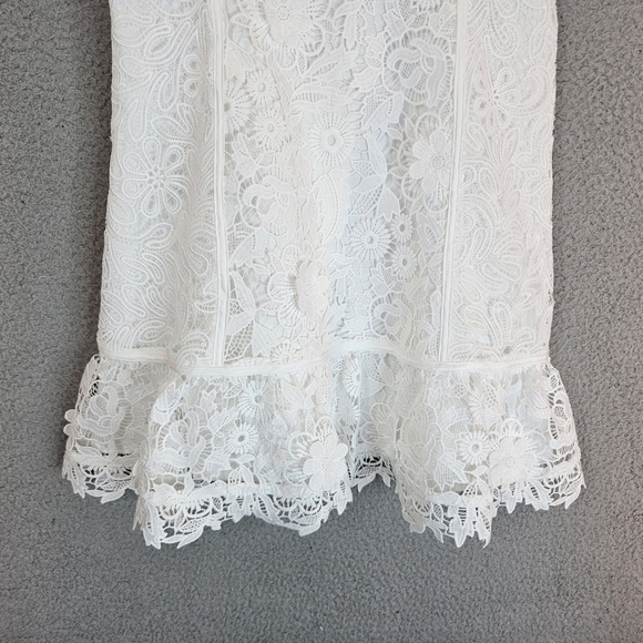 French Connection Binidari Womens White Lace Mini Dress Sz XS=4 Hookeye Front - Picture 4 of 13